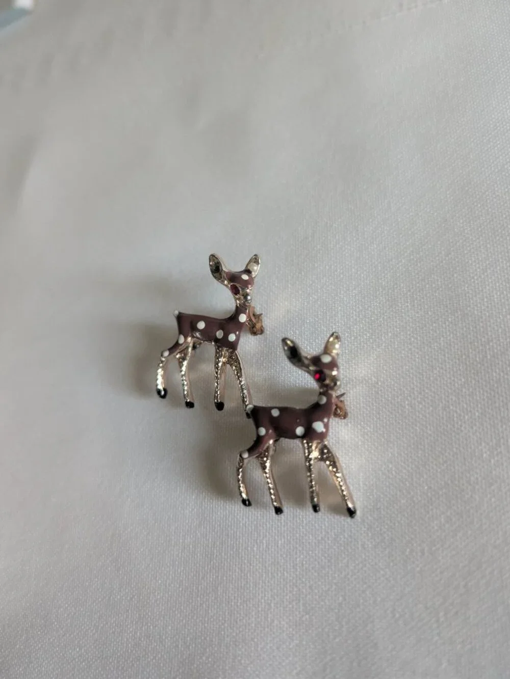 Vintage Late 50s Early 70s Deer Fawn Scatter Pin Brooches Set of Two
